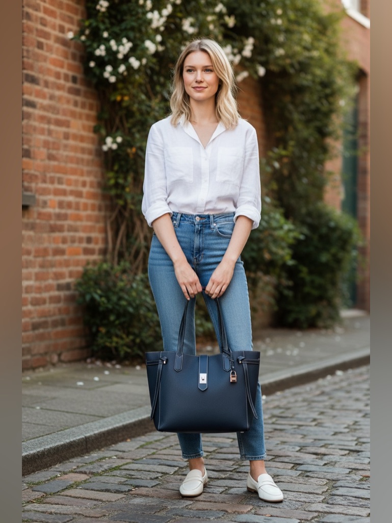 Michael Kors Navy Blue Tote Bag